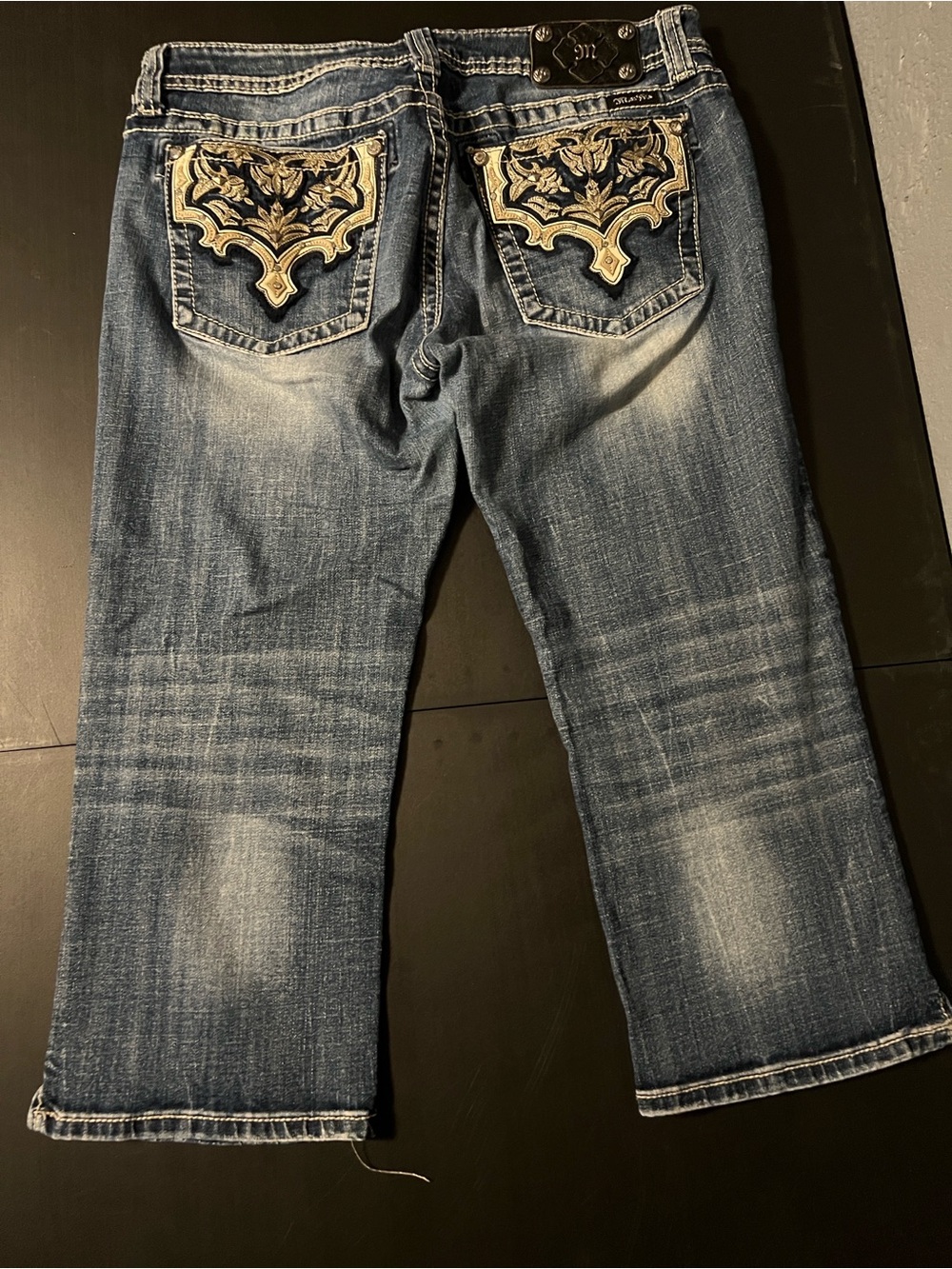 Miss Me Distressed Blue Relaxed Capri Jeans - Picture 5 of 7